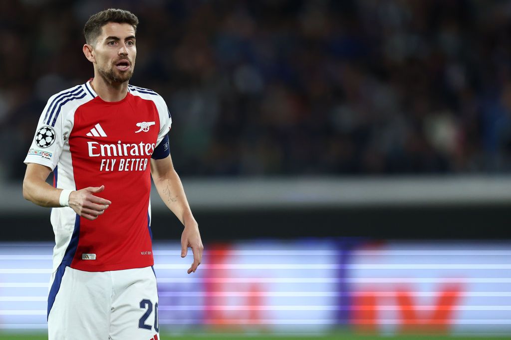 GEWISS STADIUM, BERGAMO, ITALY - 2024/09/19: Jorginho Jorge Luiz of Arsenal Fc looks on during the UEFA Champions League League football match between Atalanta BC and Arsenal FC. The match ends in a tie 0-0. (Photo by Marco Canoniero/LightRocket via Getty Images)