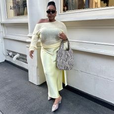 Editor Posting in Yellow Outfit in Soho
