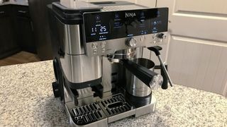 Ninja ES601 Luxe Café Premier Series 3-in-1 Espresso Machine being tested in writer's home