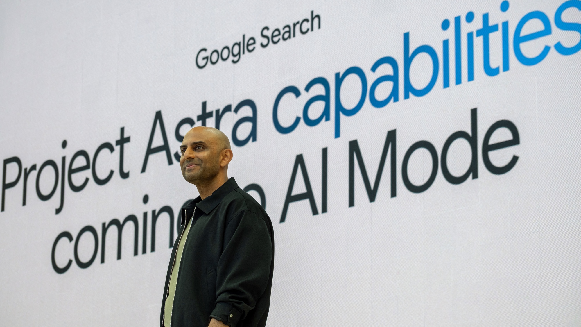 Rajan Patel, VP of Search, addresses the crowd during Google's annual I/O developers conference