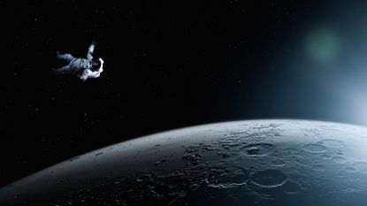 Astronaut floating in space.