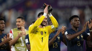 Hugo Lloris and his France team-mates applaud fans after their 2-1 win over Denmark at the 2022 World Cup in Qatar.