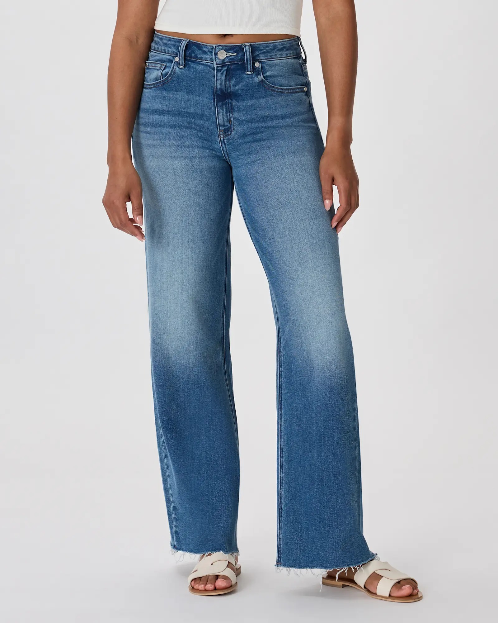 Bella Stretch Wide Leg Jeans in Twilight Blue Fray