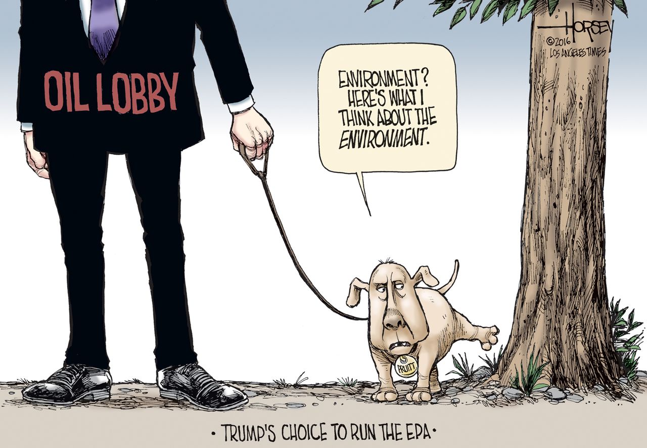 Political cartoon U.S. Donald Trump EPA cabinet pick