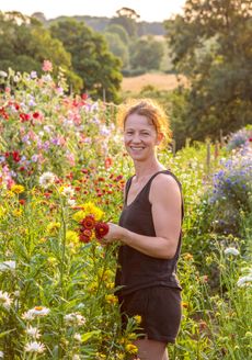 Anna Brown at work in her south-facing cutting garden