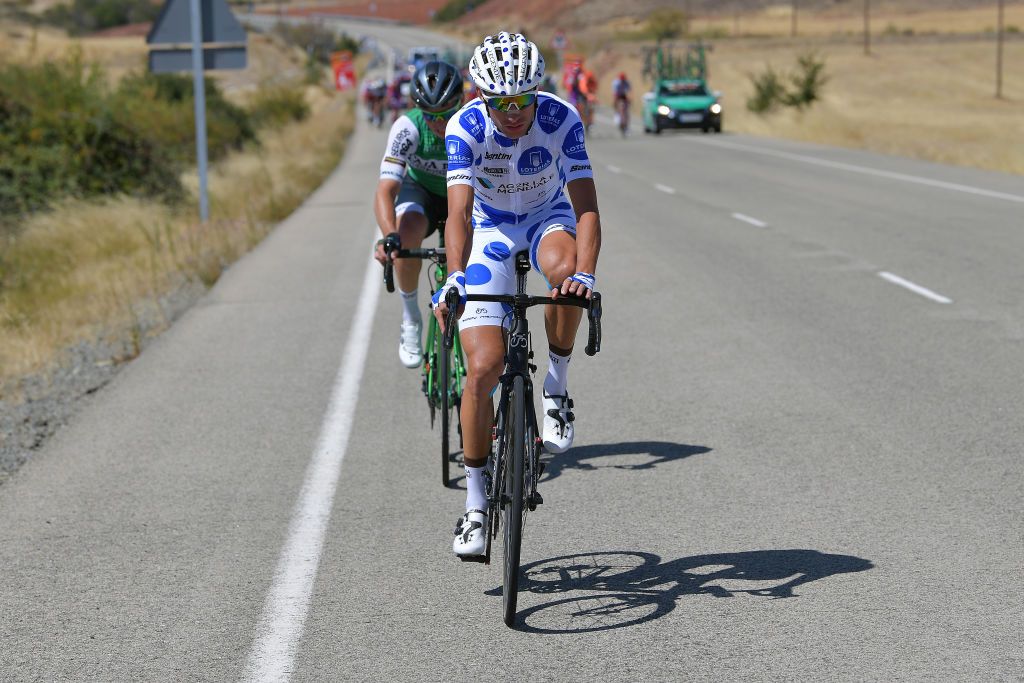 Geoffrey Bouchard (AG2R La Mondiale) in the polka dots on stage 17