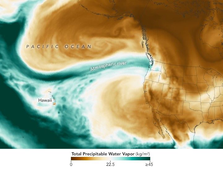 A map showing an atmospheric river hitting the Pacific Northwest.
