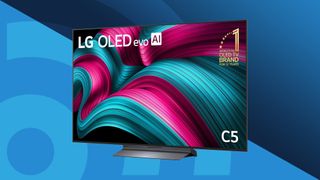 Best 65-inch TV featuring LG C5 on a Blue background