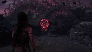 Hellblade 2 first puzzle red rune on barrier