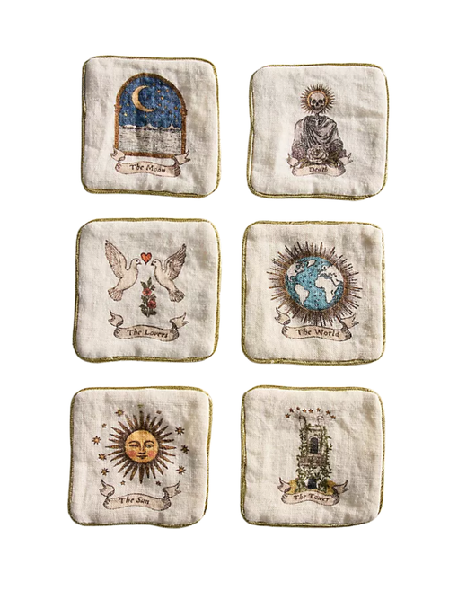 Tarot Linen Cocktail Napkins, Set of 6