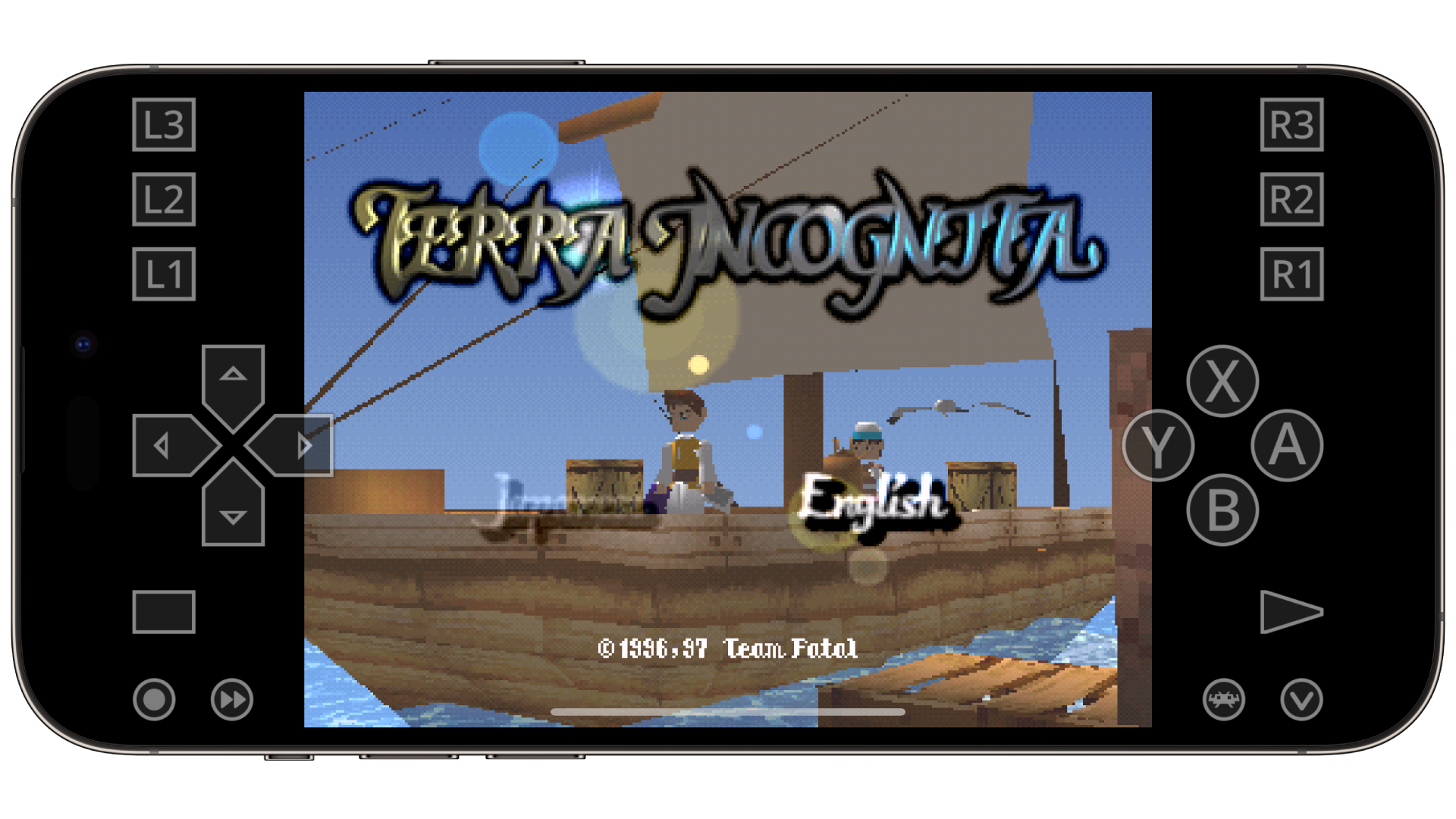 Terra Incognita sur RetroArch via l'émulation PS1, fonctionnant sur iPhone