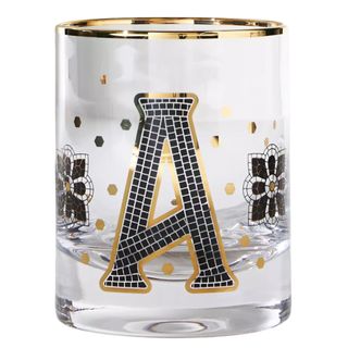 Anthropologie gold and black bistro drinking glass