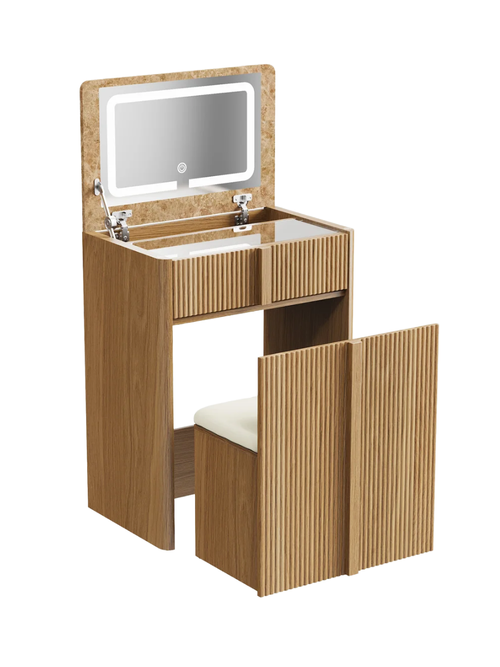 Vanity Desk Set With LED Mirror