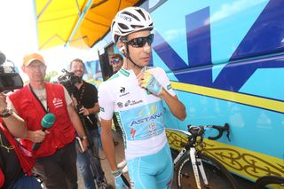 Fabio Aru at the team bus before the start of the stage.