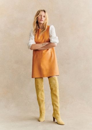 Nicia Dress - Orange - Lamb Leather - Sézane