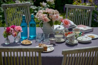 classic tea party set-up in garden