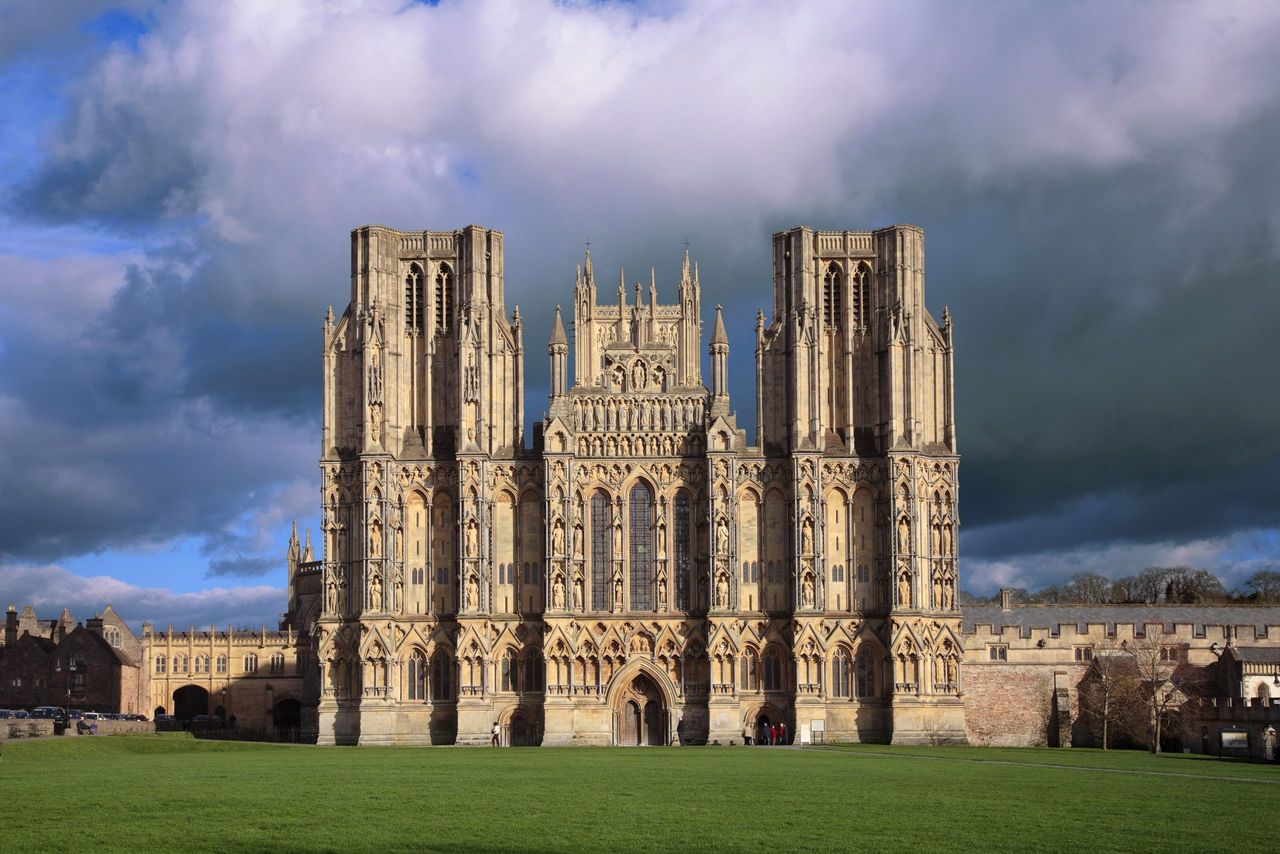 A view to the West Facade of Wells Cathedral in Somerset.