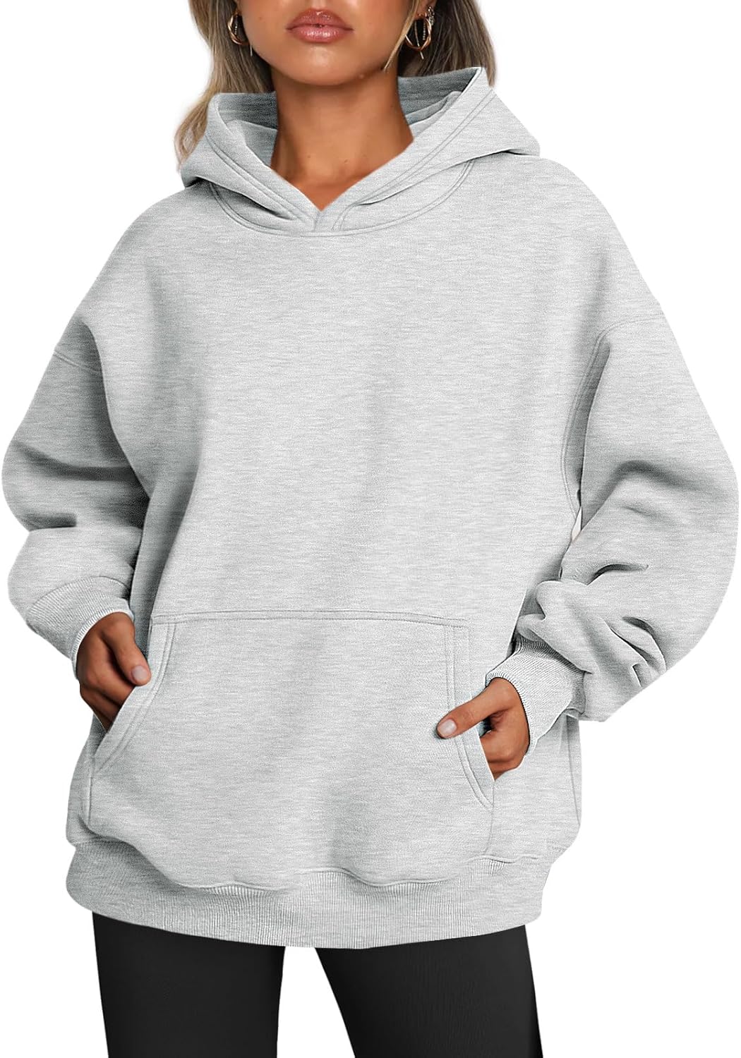 Trendy Queen Womens Oversized Hoodies Fleece Sweatshirts Fall Fashion Pullover Sweaters Winter Clothes 2025 Grey M