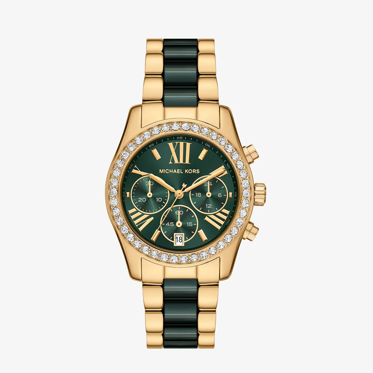 Michael Kors, Lexington Pav&amp;eacute; Gold-Tone and Ceramic Watch