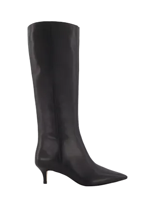 Dune Smooth Kitten Heel Leather Knee High Boots