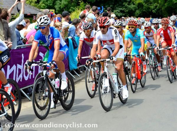 Peter Sagan (Slovakia) and Fabian Cancellara (Switzerland) in the main bunch