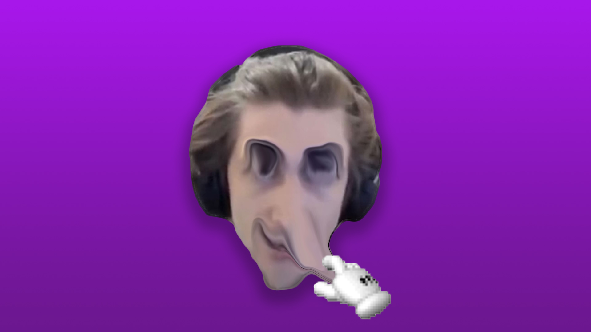 Fofamit's VTuber mask of xQc stretched out.