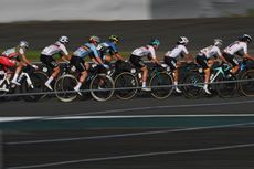 The peloton during the women's road race at the Tokyo Olympics