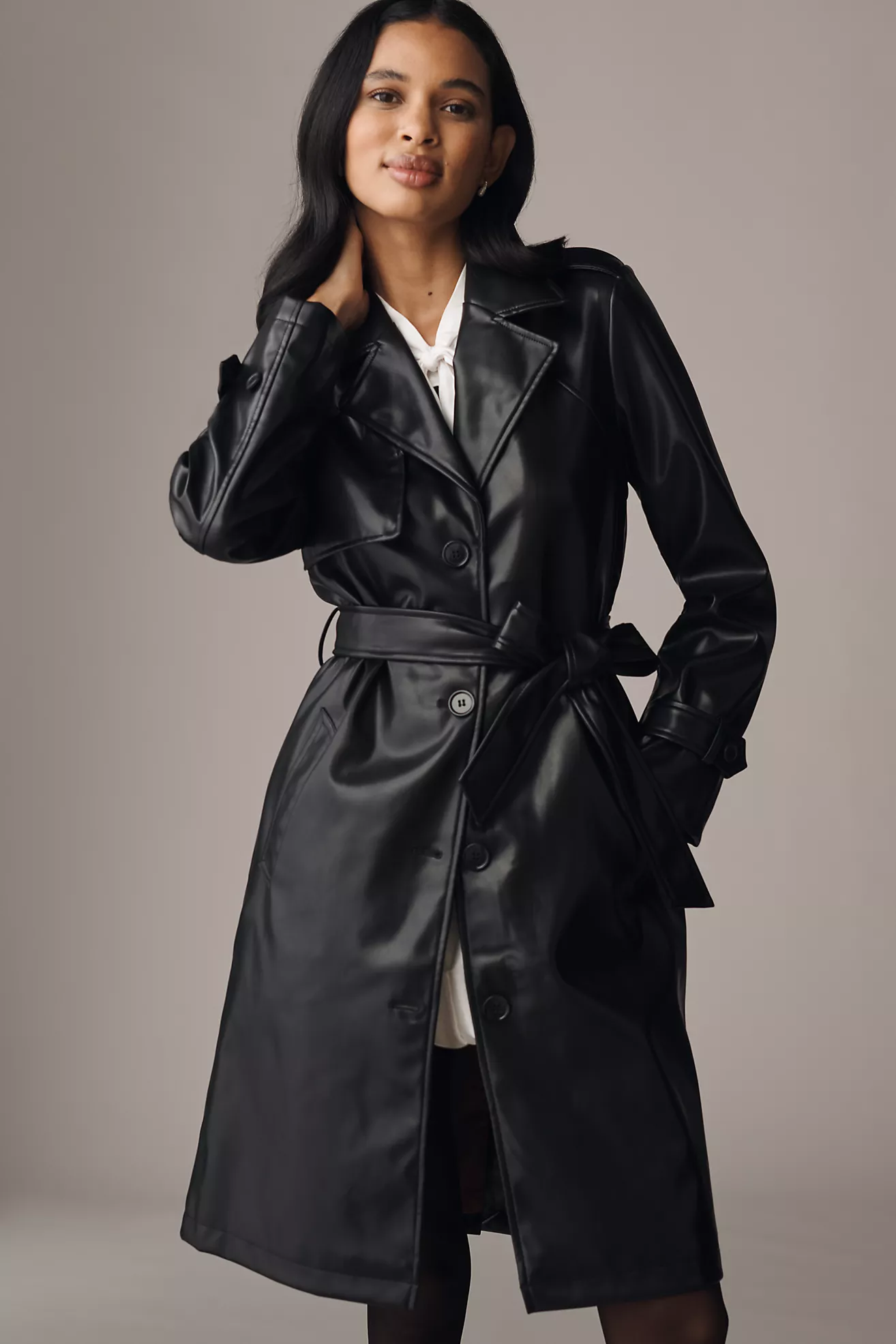 Nvlt Faux Leather Trench Coat