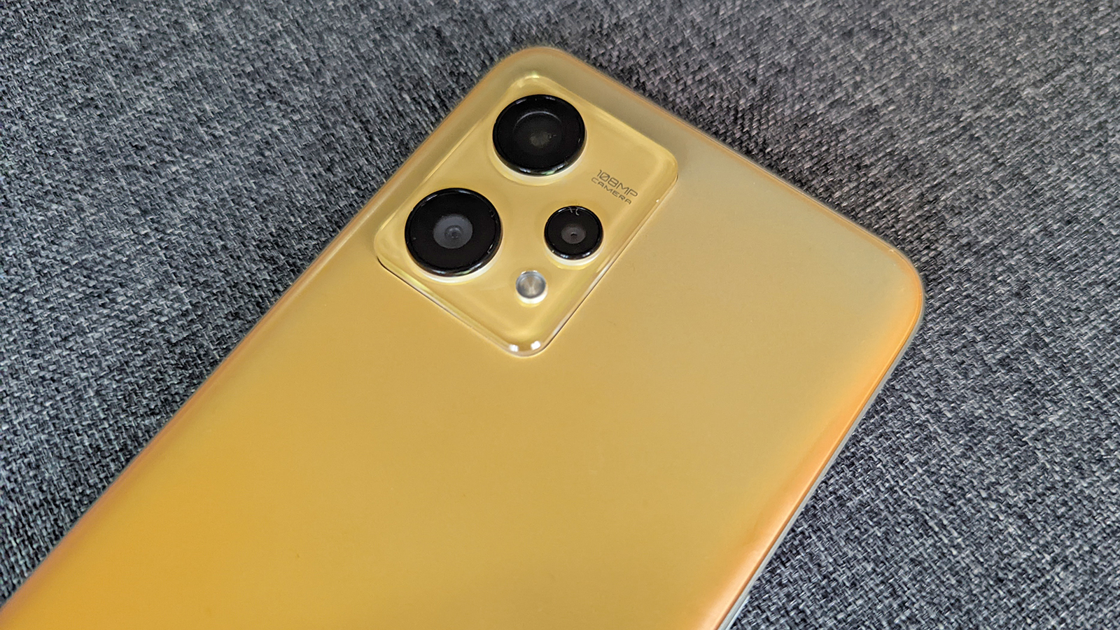 A close up of the rear camera module on the Realme 9