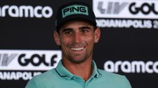 Joaquin Niemann speaks at a LIV Golf press conference