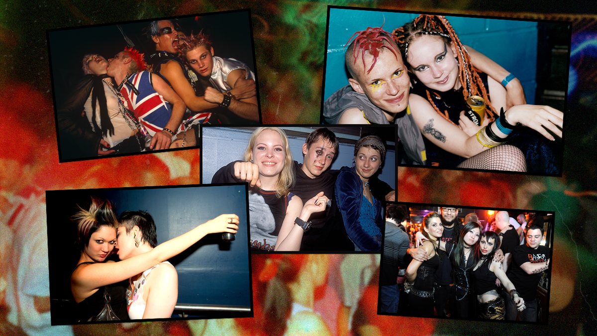 A montage of young people at rock clubs over the years