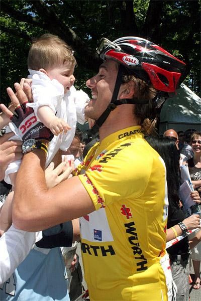 Fabian Cancellara and his baby girl.