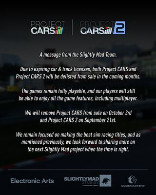 Project Cars closure announcement