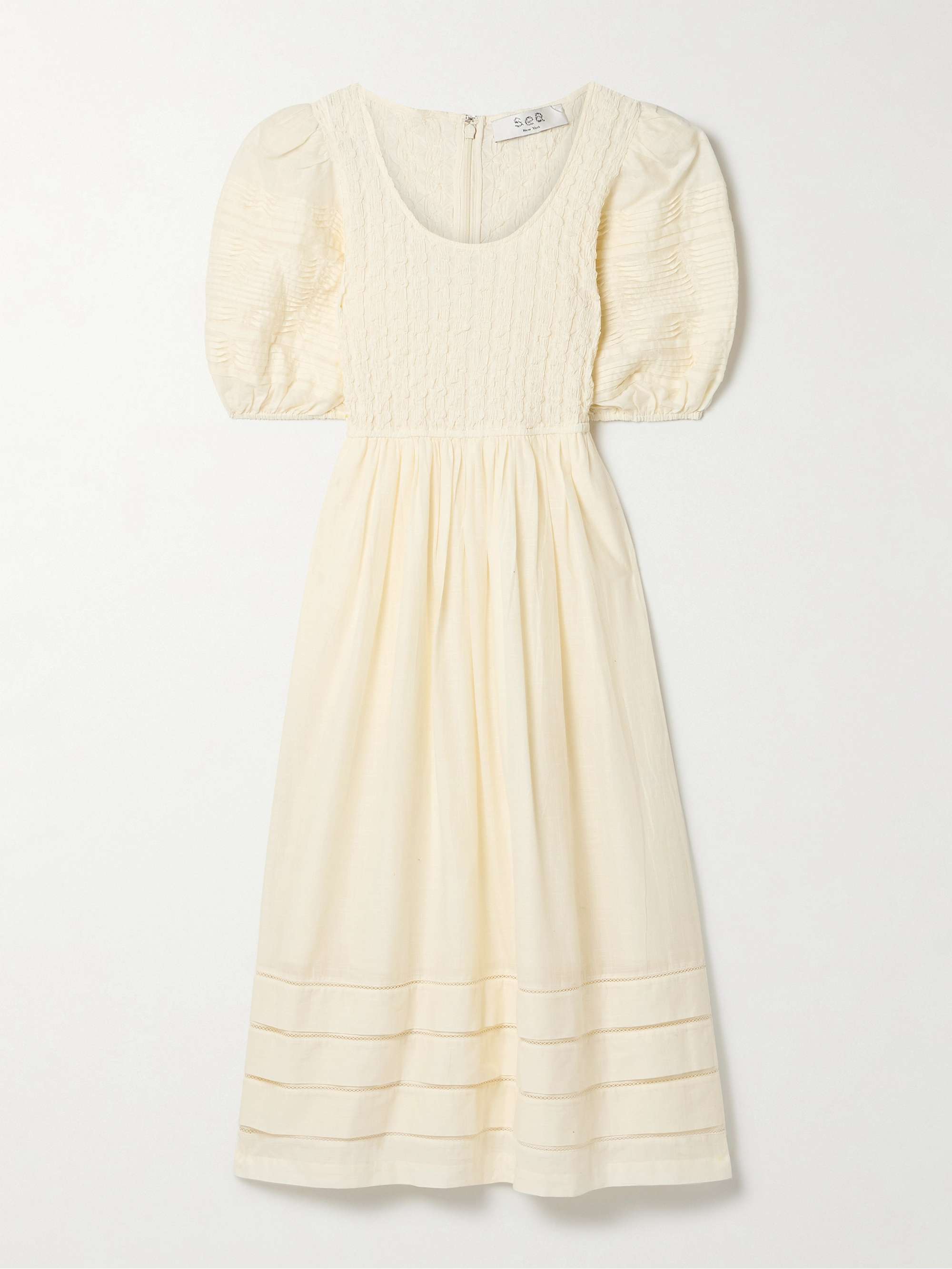 Myra Shirred Cotton-Voile Midi Dress