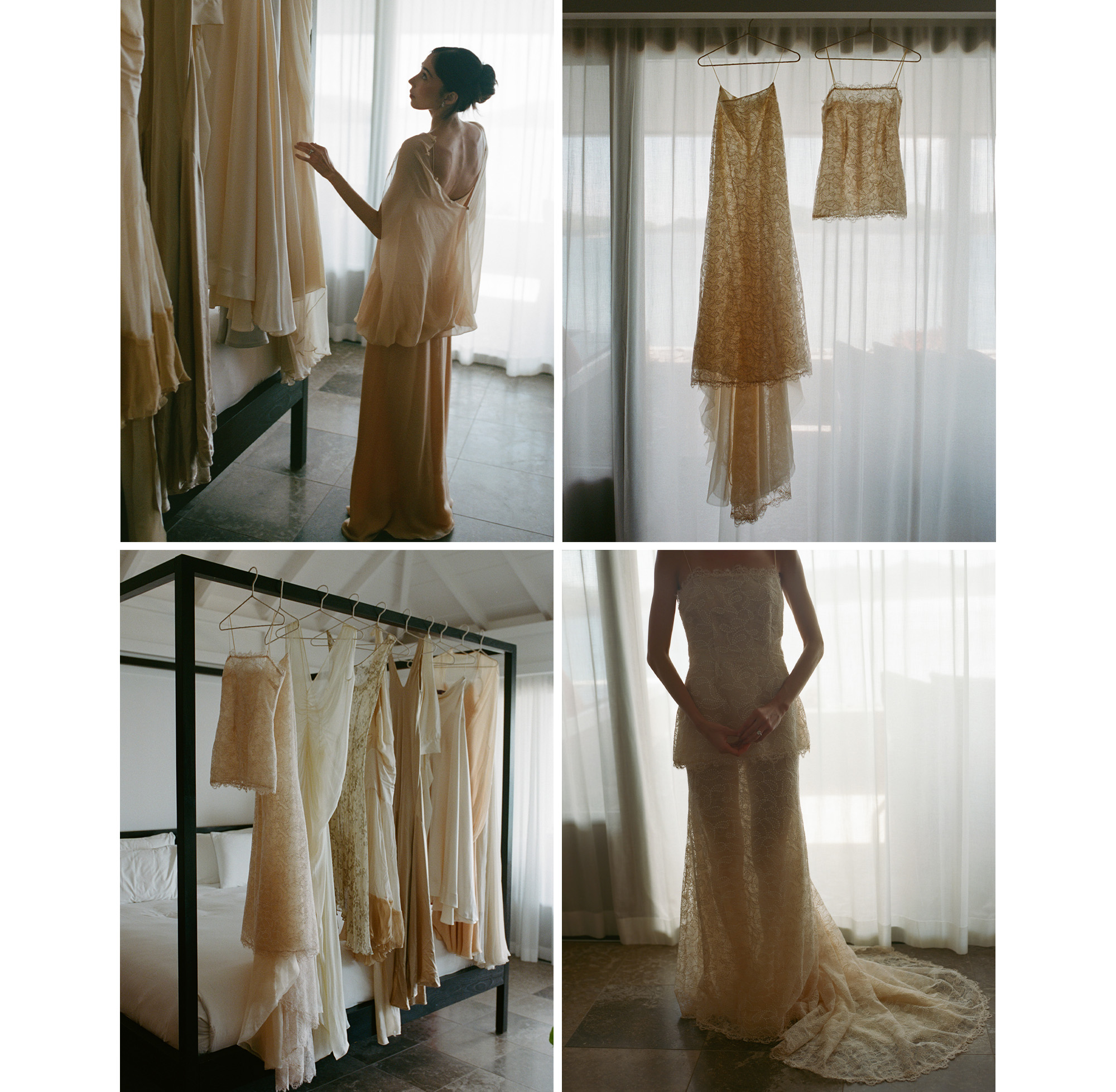 Alexis's wedding wardrobe.