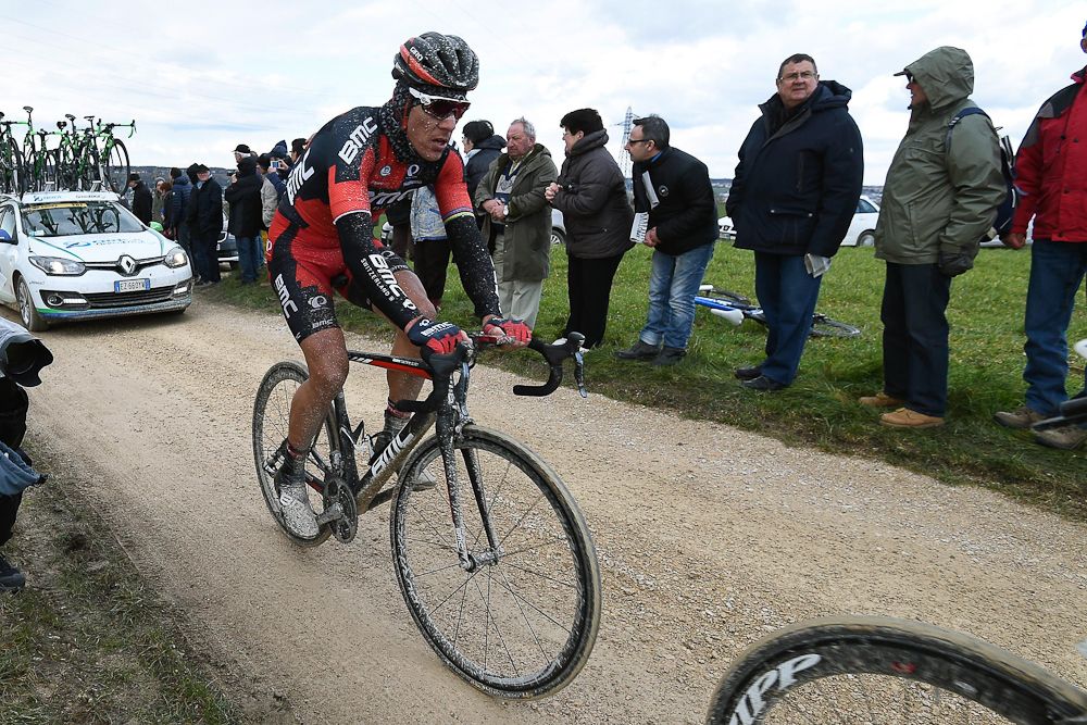 Philippe Gilbert (BMC) on a gravel section during stage 1 at Paris-Nice.