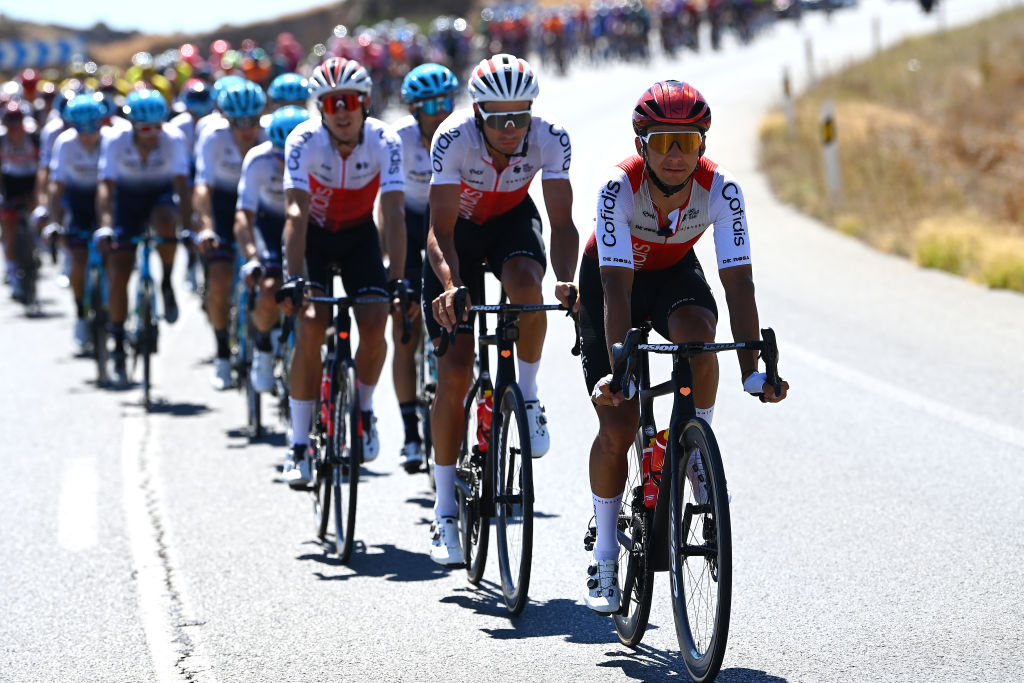 TOMARES SPAIN SEPTEMBER 06 Bryan Coquard of France and Team Cofidis competes during the 77th Tour of Spain 2022 Stage 16 a 1894km stage from Sanlcar de Barrameda to Tomares LaVuelta22 WorldTour on September 06 2022 in Tomares Spain Photo by Tim de WaeleGetty Images