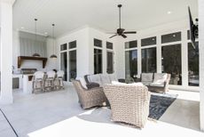 White and neutral-colored back patio area