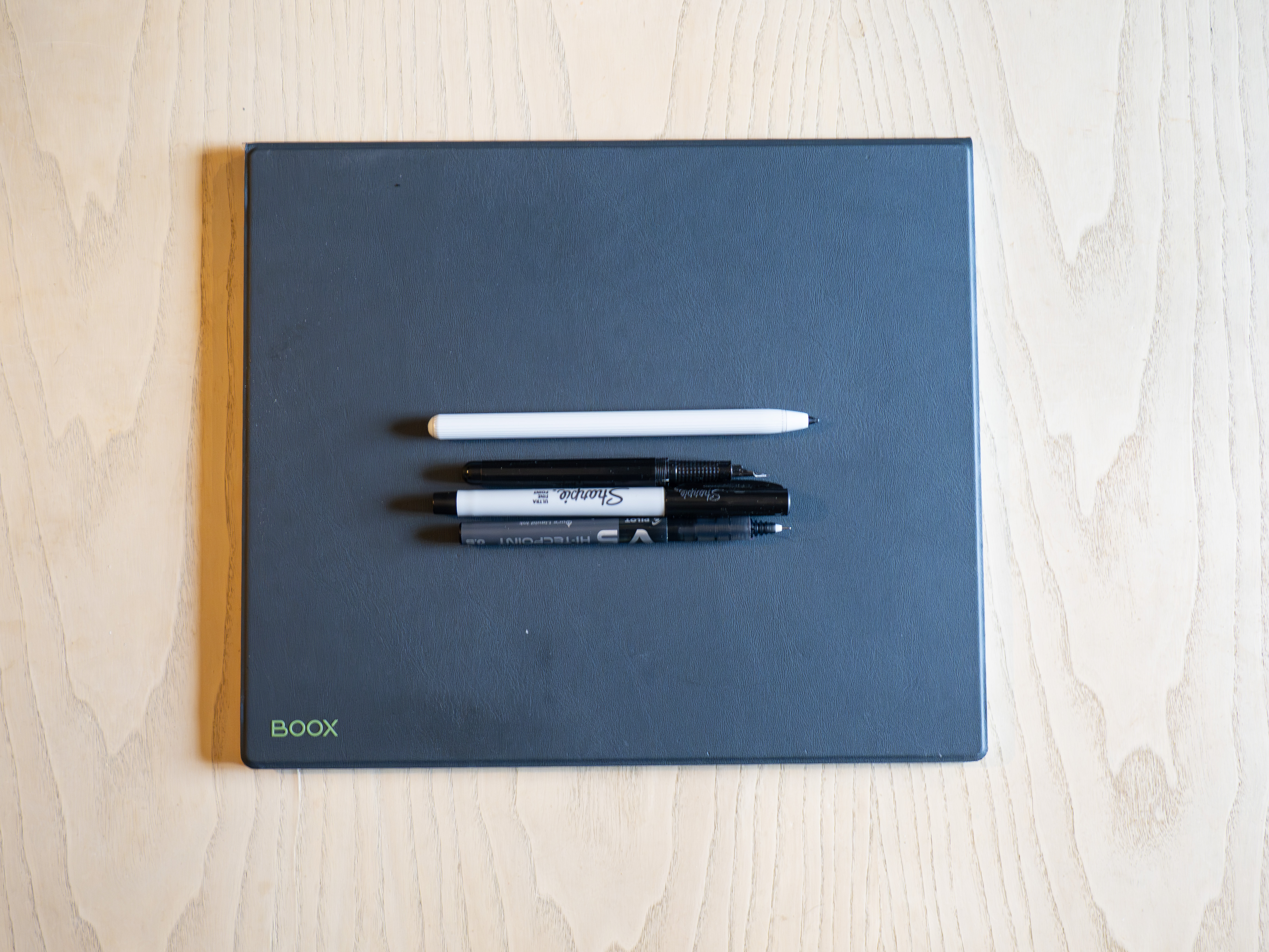 An Onyx Boox Note Max ereader on a desk