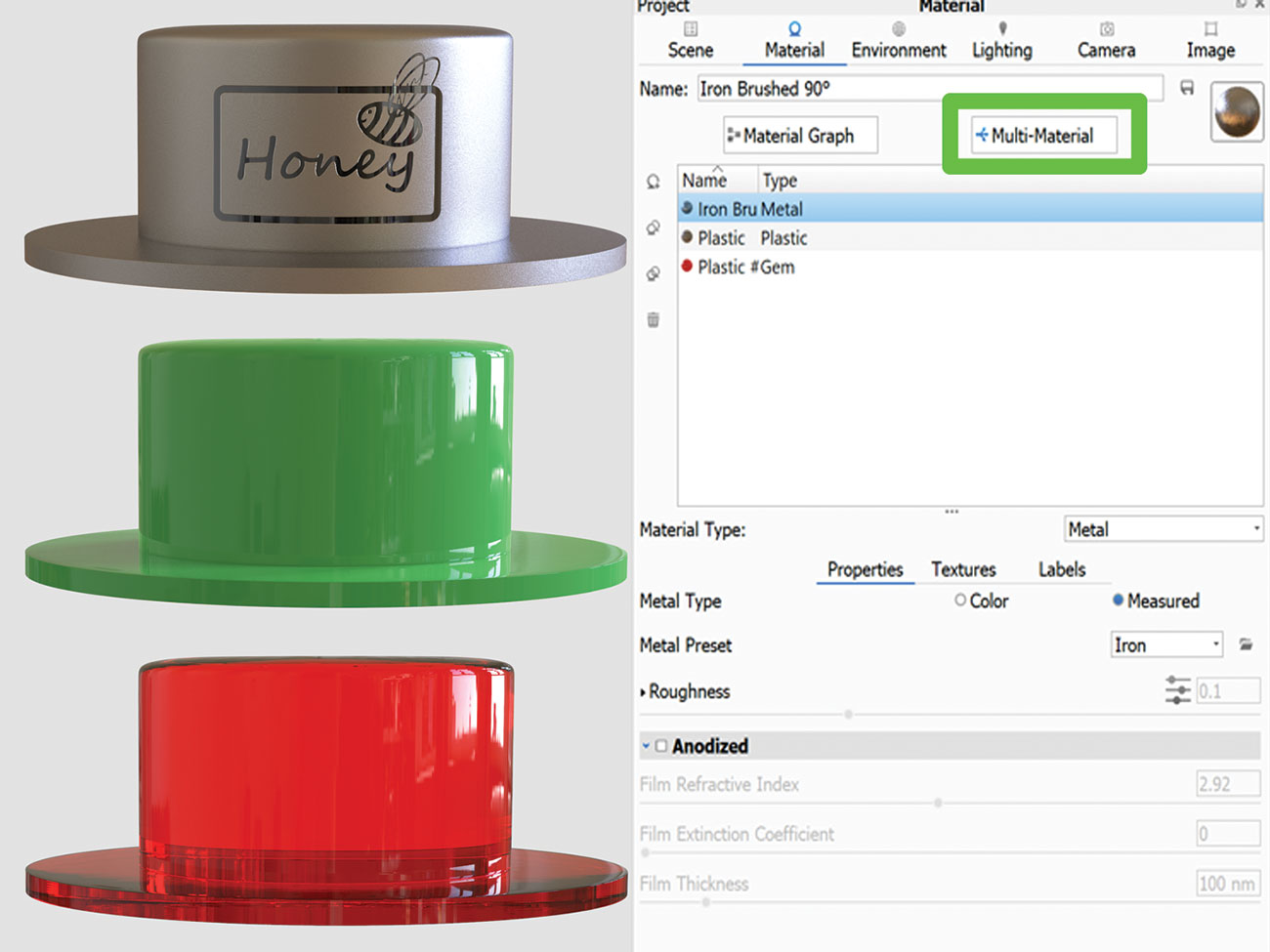 KeyShot rendering tips: Multi-materials