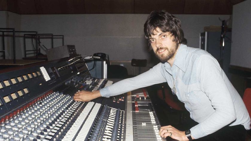 Alan Parsons sitting behind a mixing desk 