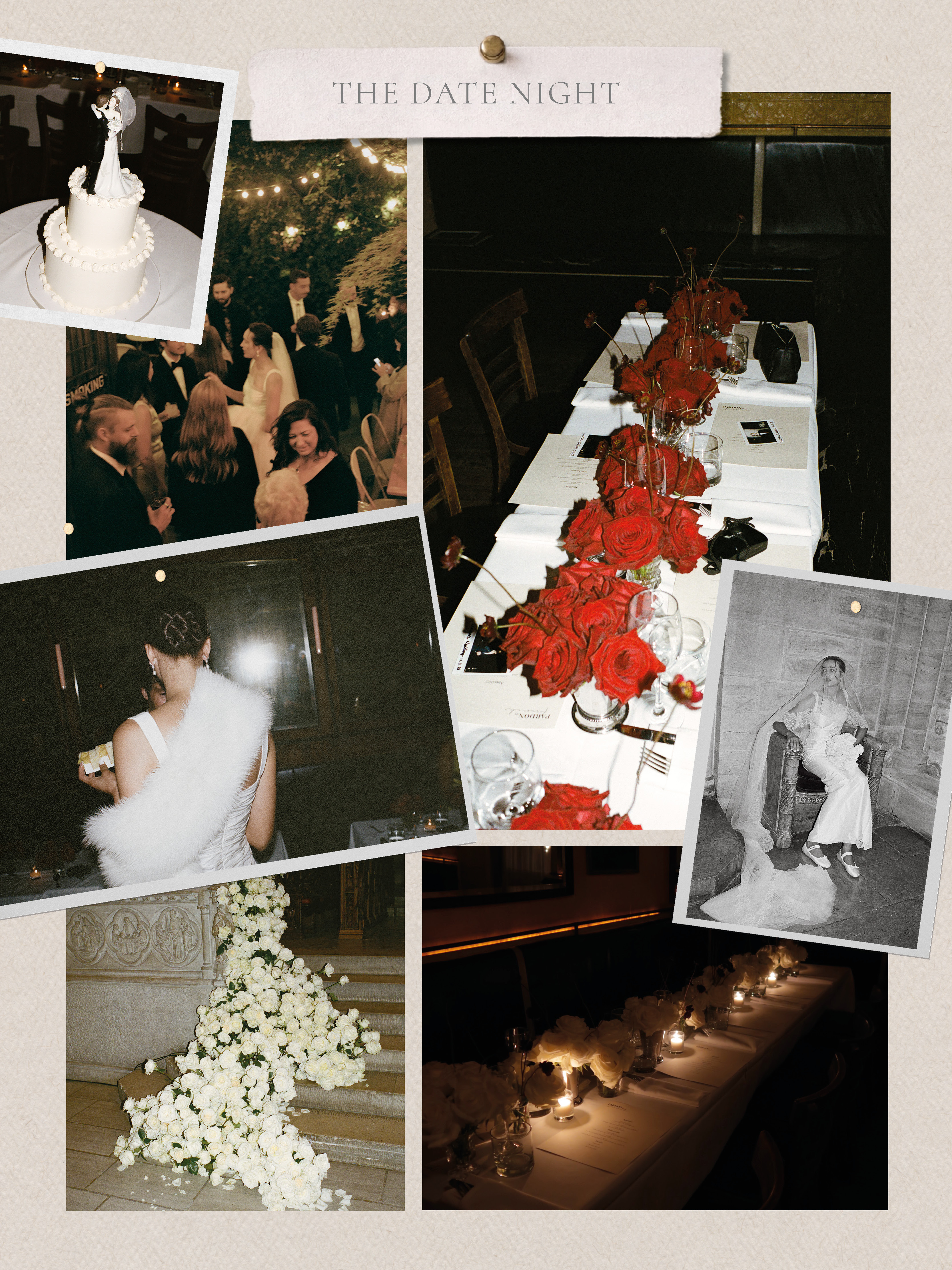 a moodboard showing a date night inspired wedding trend 2026