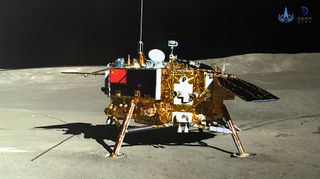 The Chang'e 4 lander, as seen by the Yutu 2 rover.