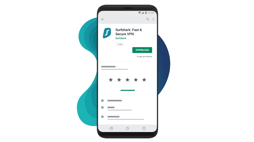 Surfshark Android VPN app displayed on a device