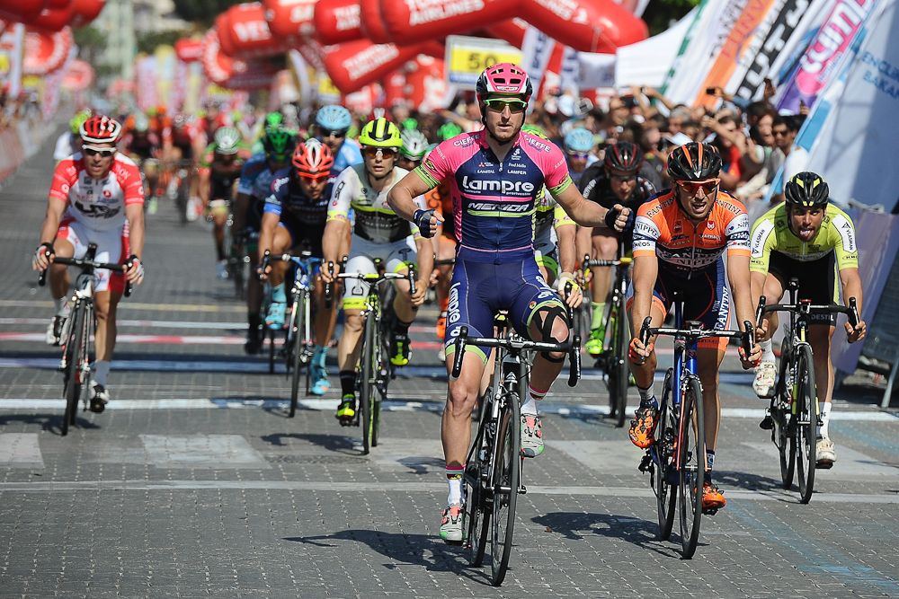 Sacha Modolo of Lampre-Merida reacts after winning Stage 4 of the 2016 Tour of Turkey