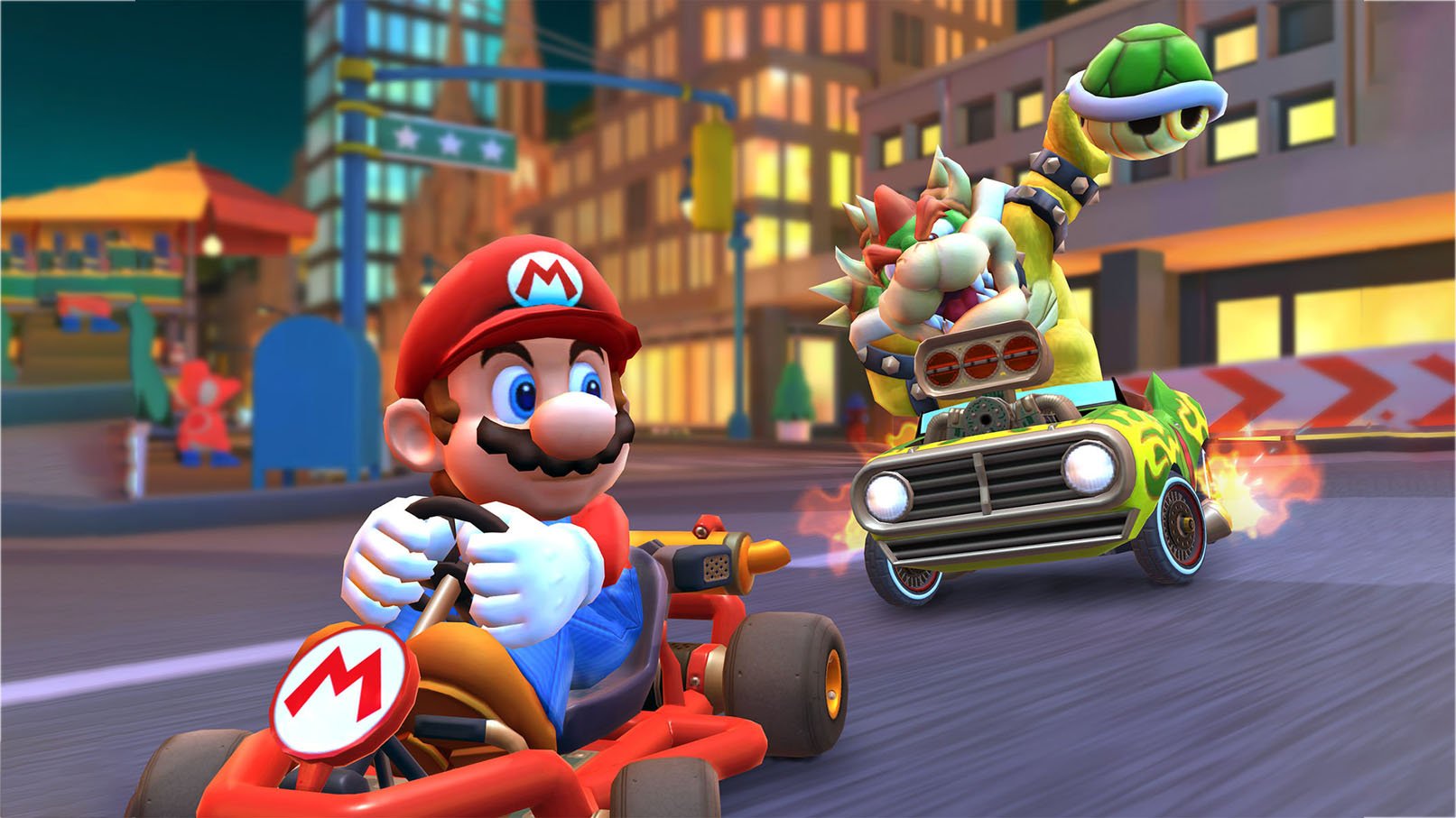 Mario Kart Tour Boweser jogando Shell Mario