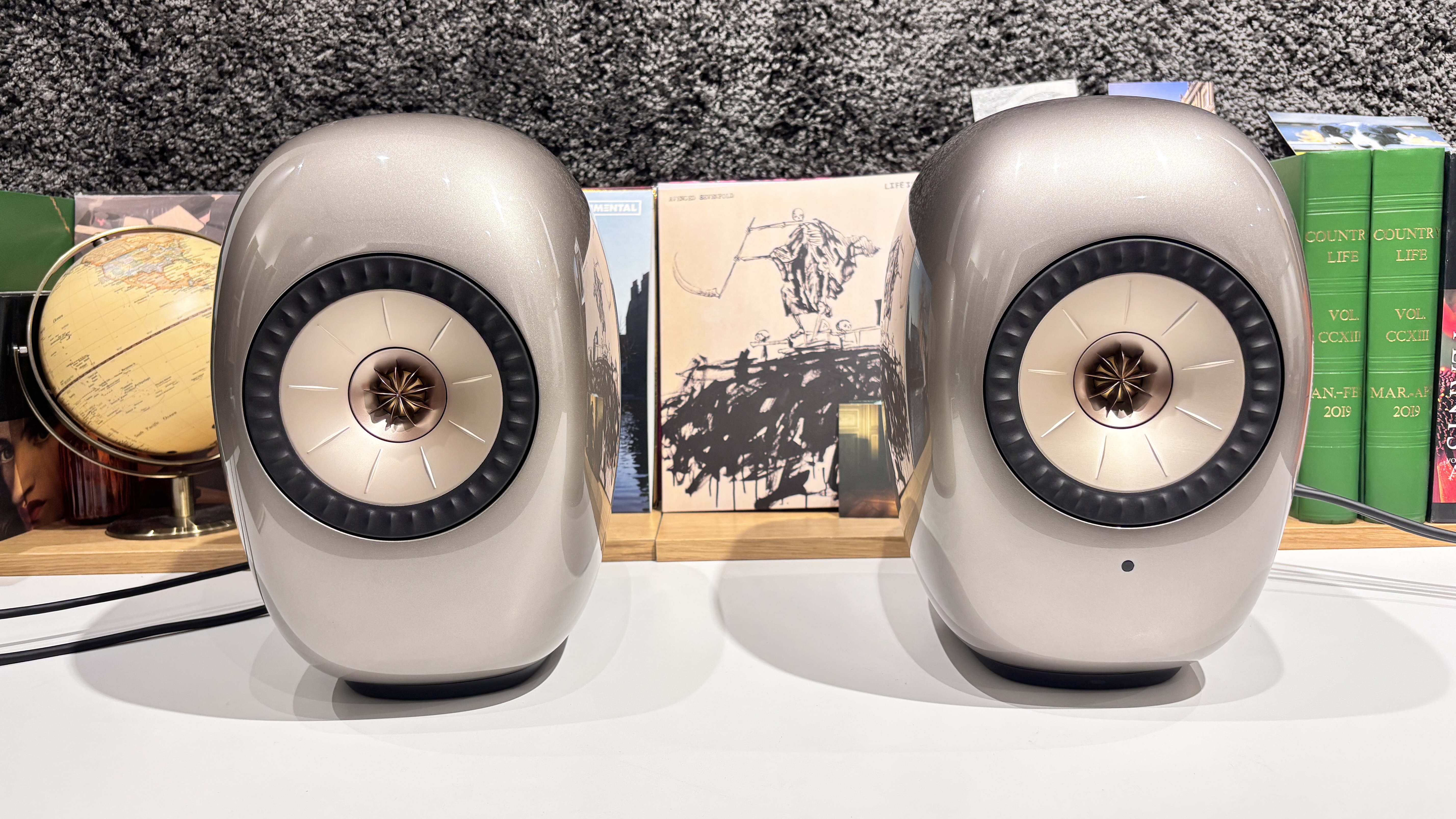 KEF LS Luxe wireless speaker system speakers in Titanium Grey