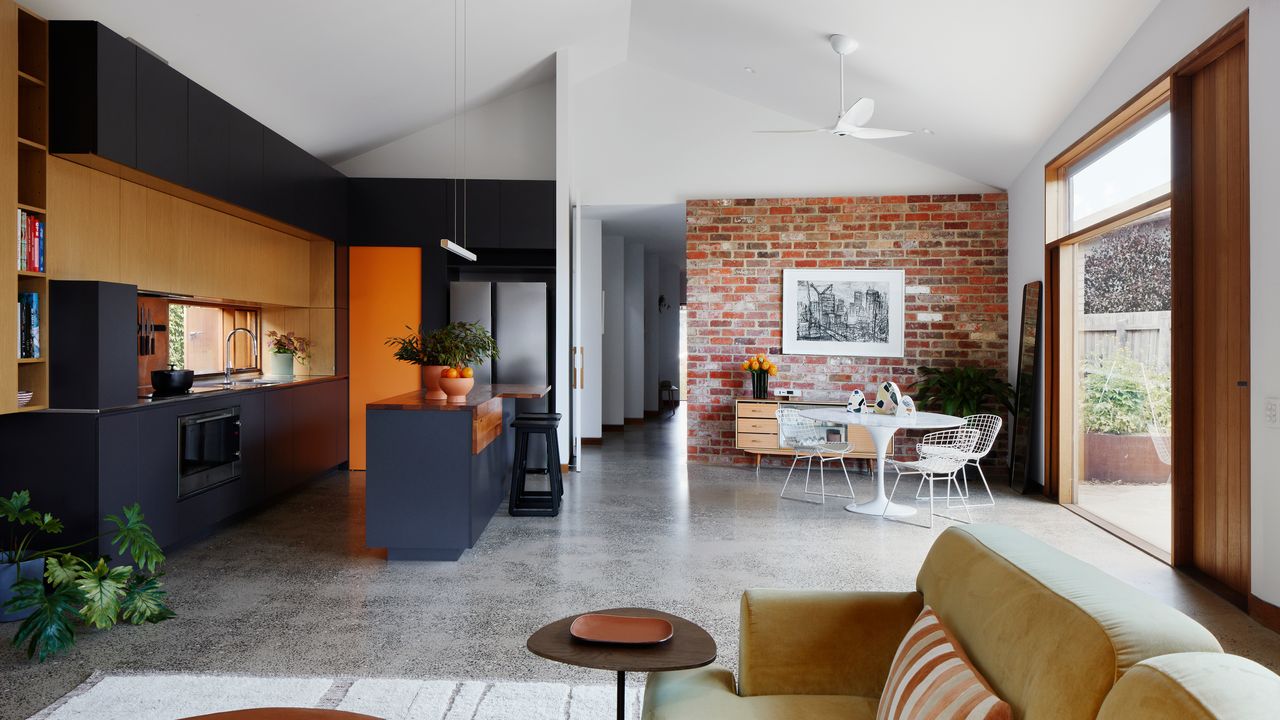 inside of an open plan bungalow