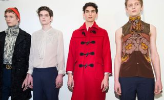Men wearing colourful Gucci clothing