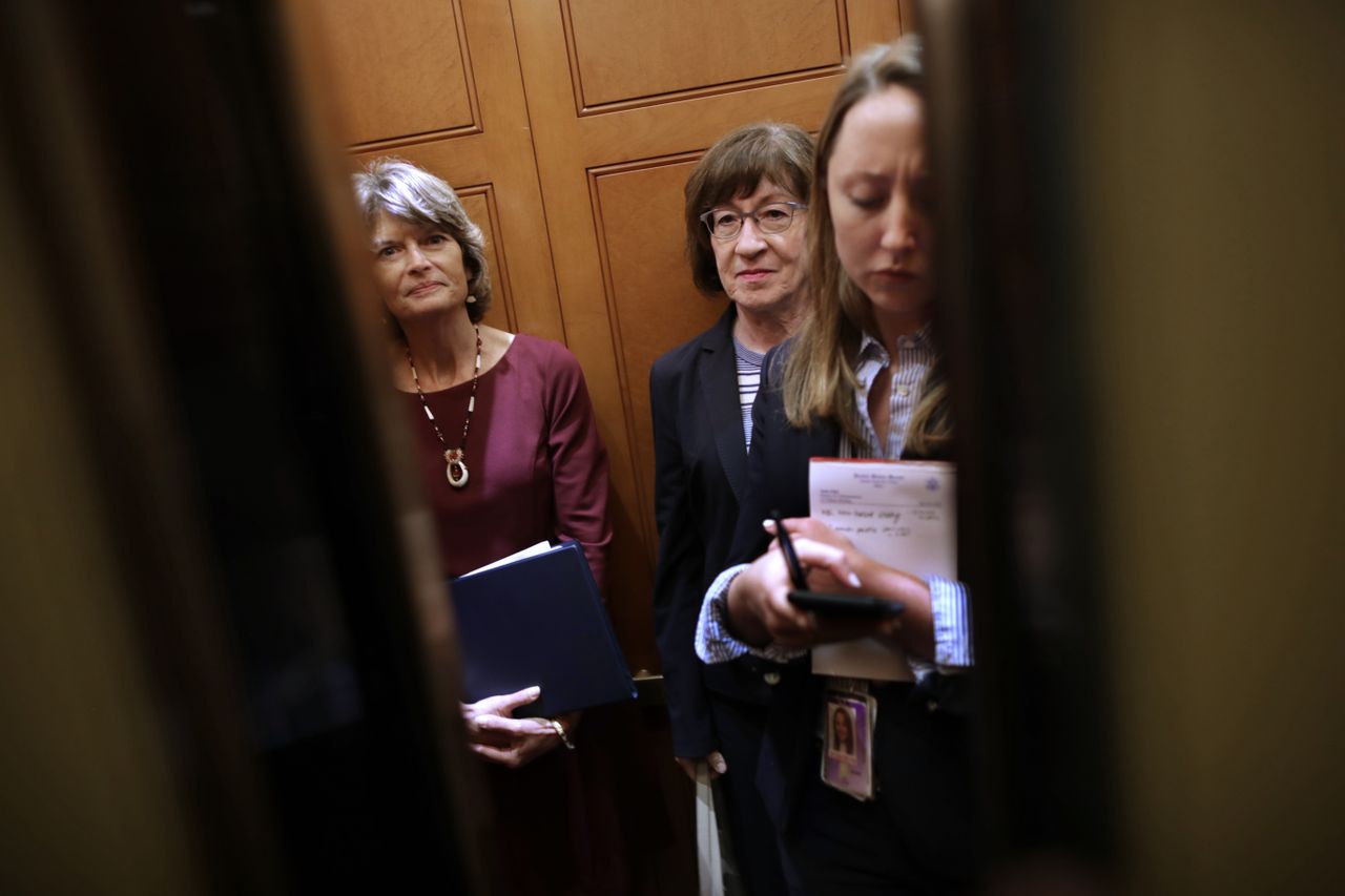 Susan Collins and Lisa Murkowski in an elevator